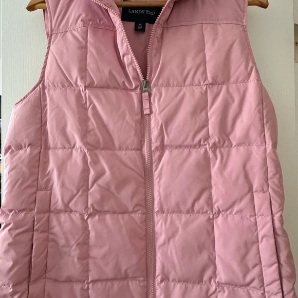 Lands' End Light Pink Zip Up Puffer Vest Size Medium 10-12 - Picture 1 of 6